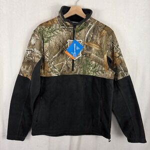 Columbia PHG Fleece Overlay II Mens Medium 1/4 Zip Realtree Camo Pullover NWT